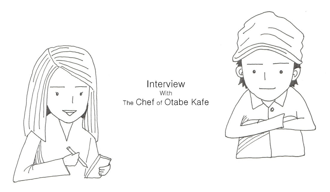 Talking about Konyaku Noodle Soup recipe with the former chef of Otabe Kafe