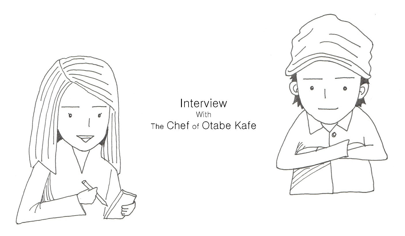 Talking about Konyaku Noodle Soup recipe with the former chef of Otabe Kafe