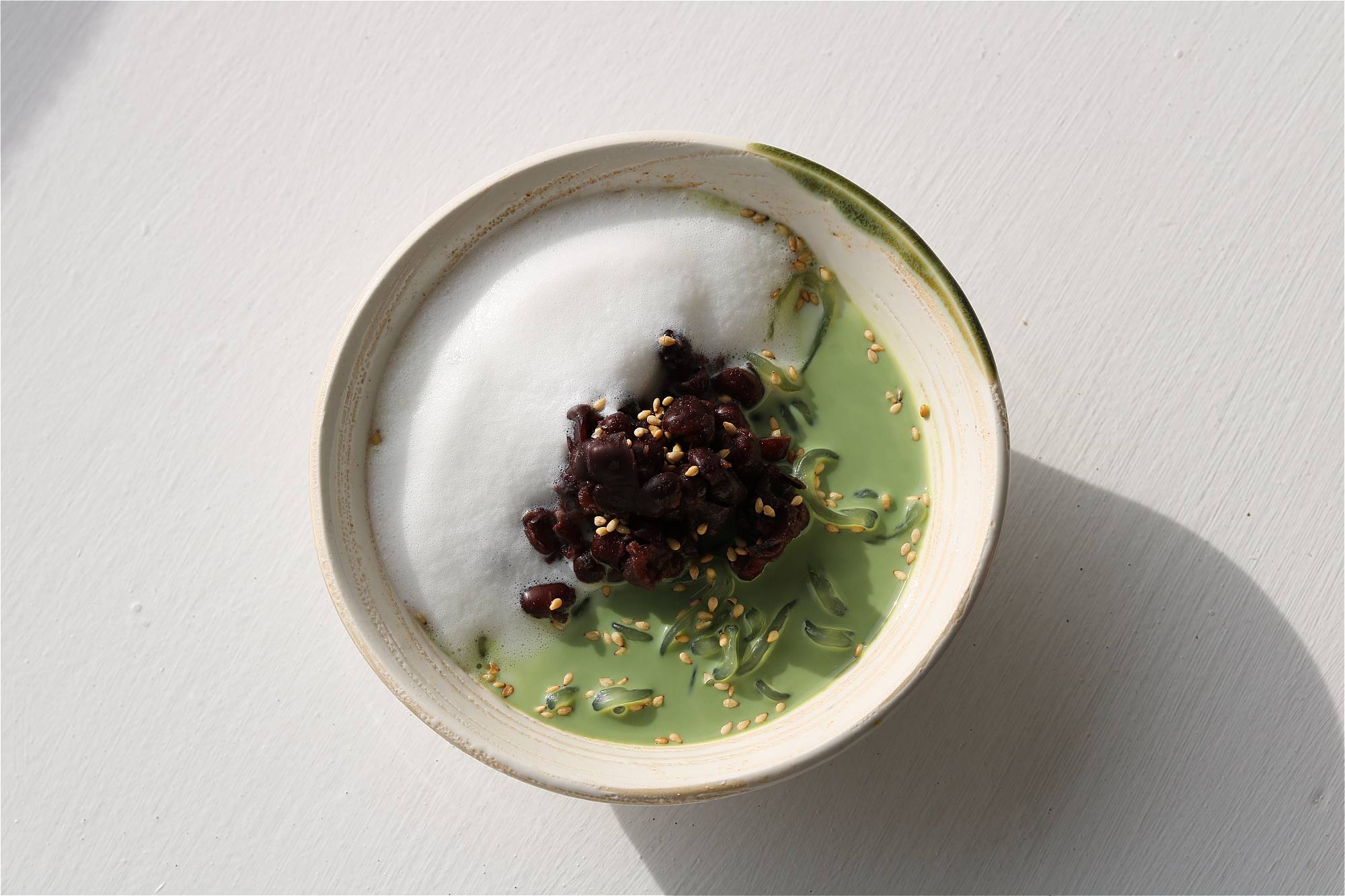 Matcha Kuzukiri Style (Konyaku in Matcha Soya Latte)